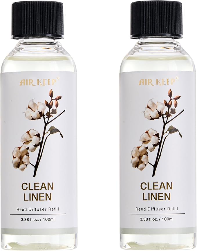 Airkeep Reed Diffuser Oil Refill/Clean Linen/3.38 oz(100ml)/2 Pack/Scented Oil Refill for Reed Diffuser Home Fragrance for Bedroom, Bathroom Office Home Decor - Bloomnest