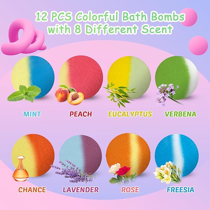 Bath Bombs for Kids, 12 Pcs Bath Bombs with Glow in The Dark Animal Surprise Inside, Handmade Organic Bubble Bath Ball Gift Set for Boys and Girls, Gift for Birthday Christmas Easter - Bloomnest
