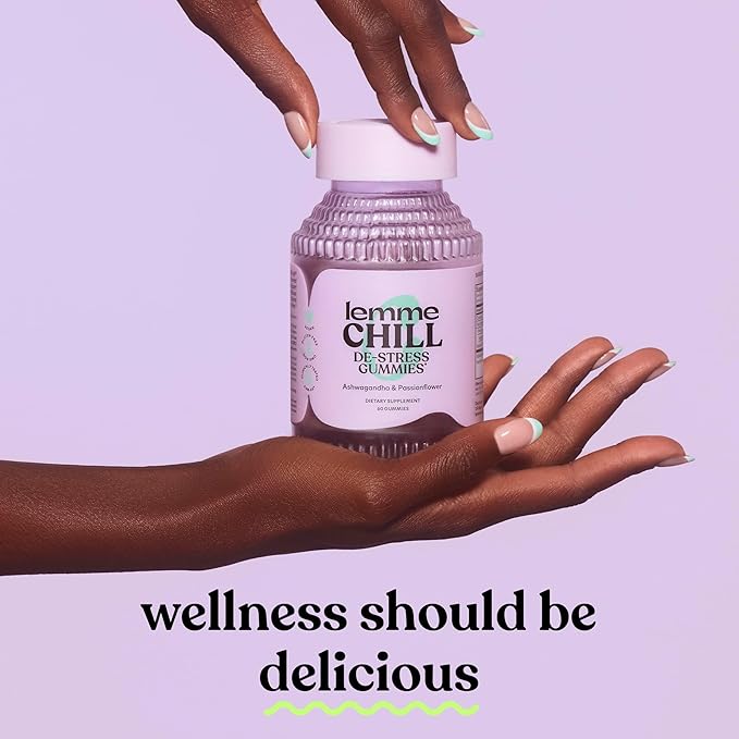 Lemme Chill Stress Relief Gummies with 300mg KSM-66 Ashwagandha, Lemon Balm, Passionflower & Goji to Support Relaxation, Healthy Cortisol & Sleep - Gluten-Free, Non-GMO, Mixed Berry (60 Count) - Bloomnest