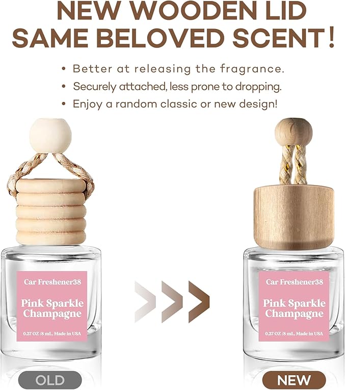 C Classy Car Air Freshener Hanging 2 Pack, Pink Sparkle Champagne Essential Oil Diffuser for Cars, Cute Car Accessories, Long-Lasting Fragrance, C ar Air Fresheners for Women & Men Gift, Made in USA - Bloomnest
