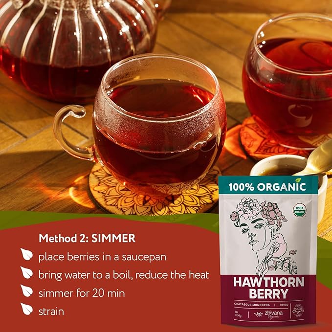 Super Large Value Pack 10 LB - Organic Hawthorn Berry Tea - Hawthorne Berries Organic - Healthy Circulation, Heart, Pressure Balance - Bloomnest