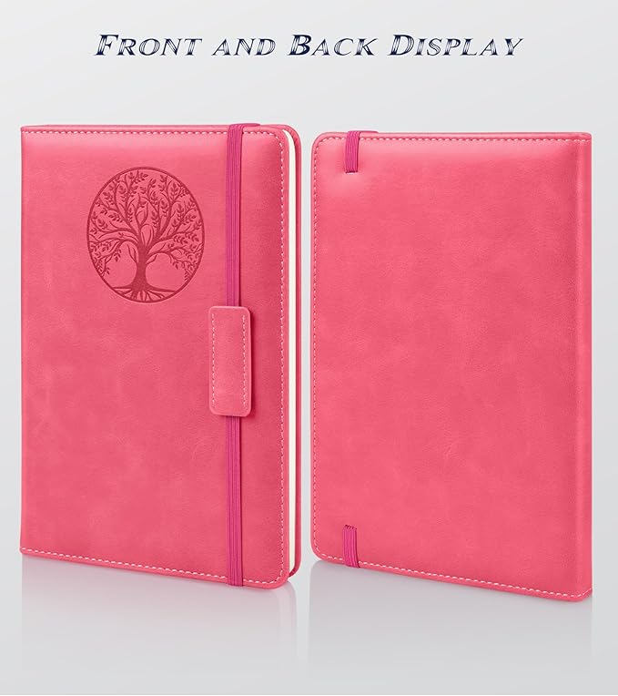 Lined Journal Notebook for Women Men,256 Pages A5 Hardcover Leather Journals for Writing,Travel,Business,Work & School,College Ruled Notebooks for Note Taking,Diary Notepad 5.7"×8.3"(pink) - Bloomnest