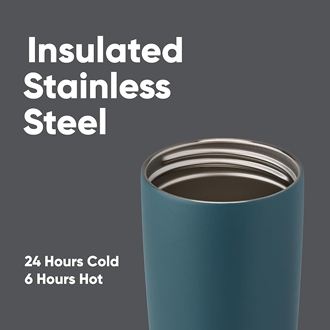 Owala SmoothSip Slider Insulated Stainless Steel Coffee Tumbler, Reusable Iced Coffee Cup, Hot-Coffee Travel Mug, BPA Free 20 oz, Grey/Blue (High Dive) (Pack of 8)