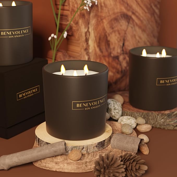 Benevolence LA Pine Wood Scented Candles | 14.5 oz Christmas Candles for Women | 45 Hour Burn Pine Scented Candles for Home | Candles | Pine Scent Aromatherapy Candles - Bloomnest