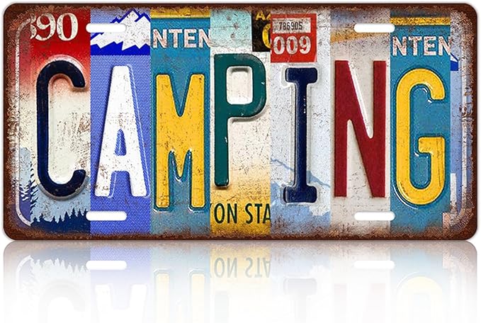 Vintage Sport Metal Tin Sign Camping License Plate Wall Decor for Home Cafe Bar Pub 12 x 6 Inches - Bloomnest