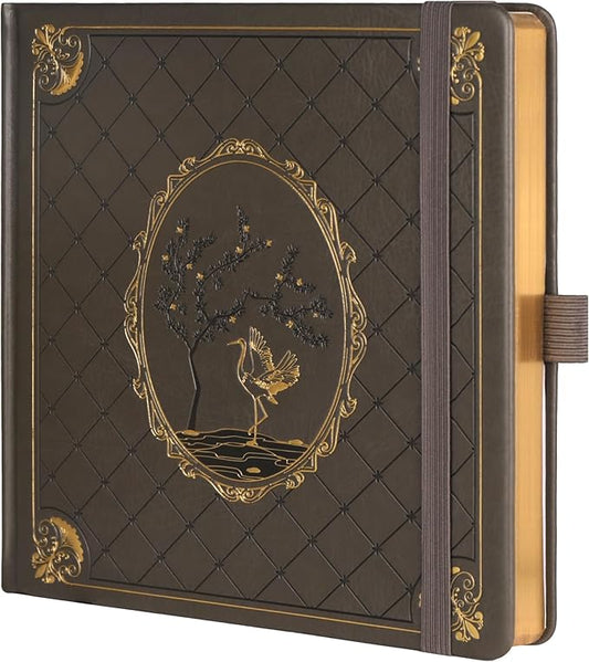 TIEFOSSI Dotted Journal Notebook, Dot Grid Notebook for Women Men, Hardcover PU Leather Journal, 160 GSM Thick Paper, 160 Numbered Pages with Gold Edges, 8 x 8 Square Diary - Bloomnest