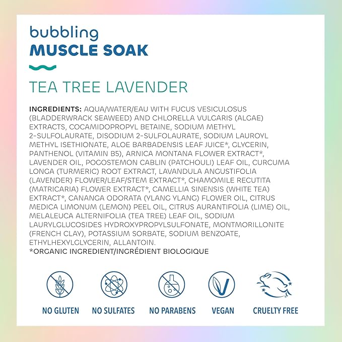 Seaweed Bath Co. Bubbling Muscle Soak, Tea Tree Lavender Scent, 12 Ounce, Sustainably Harvested Seaweed, French Sea Clay, Arnica - Bloomnest