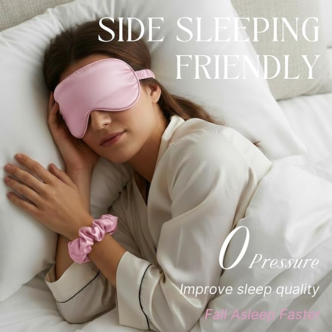 Silk Satin Sleeping Eye Mask, Light Purple Sleep Eye Mask Night Blindfold for Women and Men, Soft Breathable Blackout Eyeshade Eye Cover for Travel, Wedding Bridesmaid Gift - Bloomnest