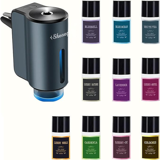 Car Air Freshener Diffuser,Smart Car Aroma Diffuser Air Freshener Spray Automatic with 10PCS Cologne Aromatherapy Oil (Grey) - Bloomnest