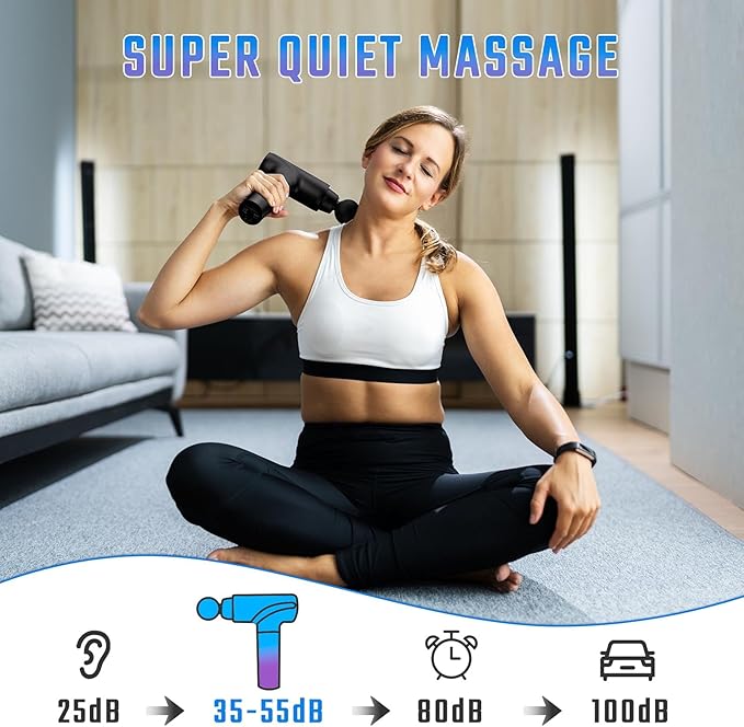 cotsoco Massage Gun Deep Tissue, Muscle Massage Gun with 9 Attachment Heads 20 Speeds & Silent Brushless Motor for Pain Relief, Handheld Percussion Back Massager Gun for Athletes(Black) - Bloomnest