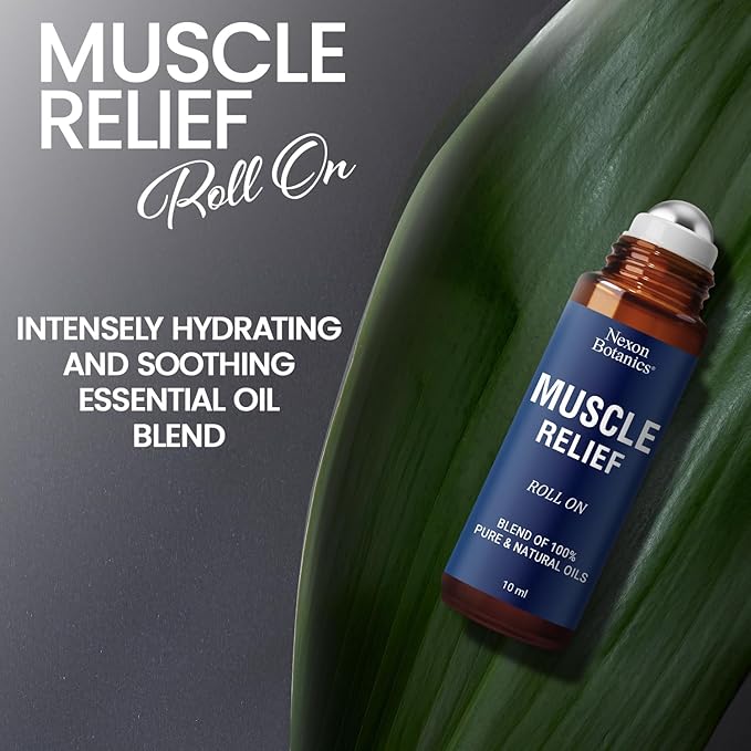 Muscle Relief Essential Oil Roll-On 10 ml - Pure Natural Blend for Sore Muscles, Aches & Recovery - Easy Roller for Athletes & Active Lifestyles - Nexon Botanics NexonBotanics