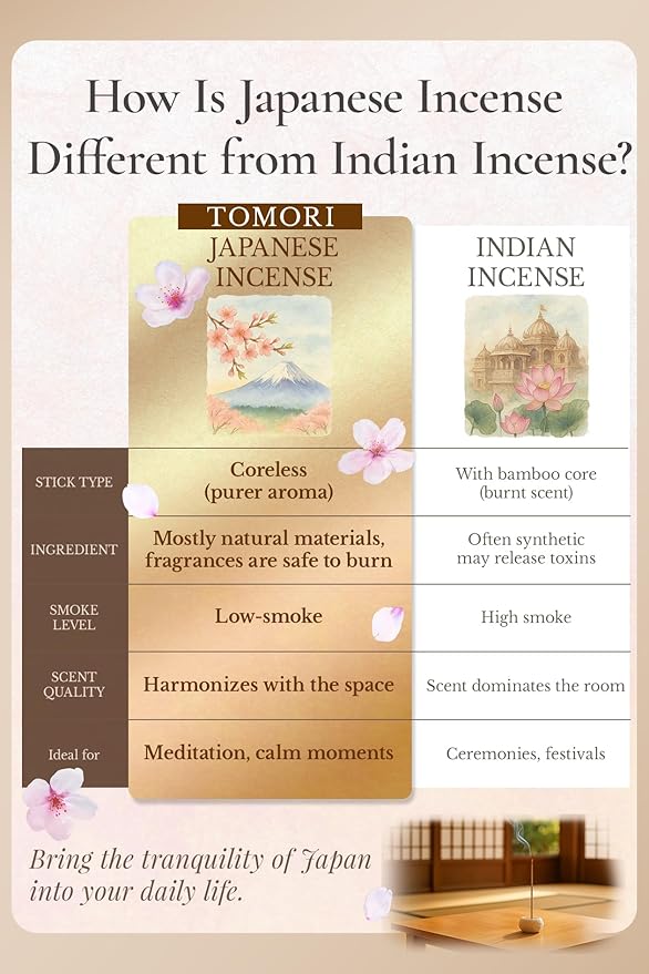 Luxury Japanese Incense Sticks 60sticks Mellow Musk White Musk Bergamot Vanila Coreless Low Smoke Natural Charcoal Free Non Toxic Aromatherapy Meditation Calming Stress Relief Relaxation Yoga TOMORI