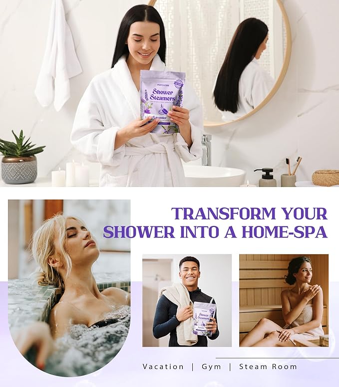 POPCHOSE Shower Steamers Aromatherapy - 16 Pack Lavender Essential Oils Shower Tablets, Self Care Relaxation & Home SPA, Quick Relief Nasal Congestion, Birthday Gifts for Women, Men, Dad, Daughter - Bloomnest