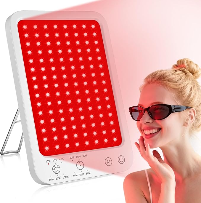 Red Light Therapy for Face Body, Red Light Panel with Adjustable Stand, 660nm and 850nm Near Infrared Therapy Lamp with 3 Modes, 6 Adjustable Brightness and Timer, Home and Travel Use,Gift for Women Puroth