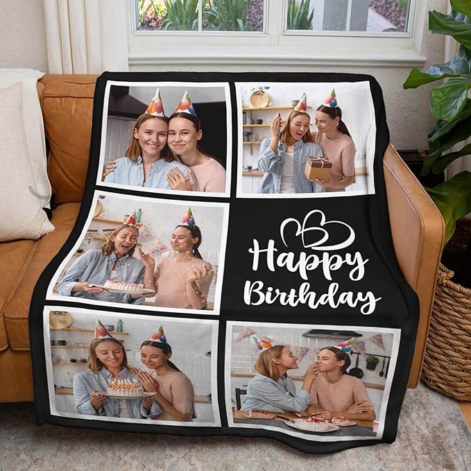 Personalized Birthday Gifts for Women, Custom Blankets with Photos, Personalized Blanket with Photos & Text, Personalized Photo Blankets - Bloomnest