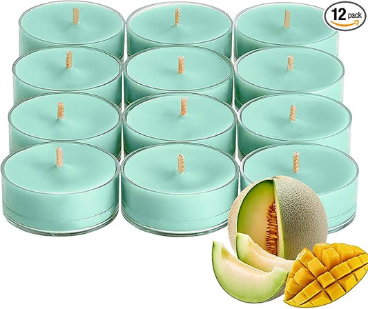 PartyLite Tea Lights Candles, Sweet Ripe Melon Scent, Gift Set of 12, Aromatherapy with up to 4 to 6 Hours Burn Time, Ideal for Home Decor, Holiday Gifting & Celebration - Bloomnest