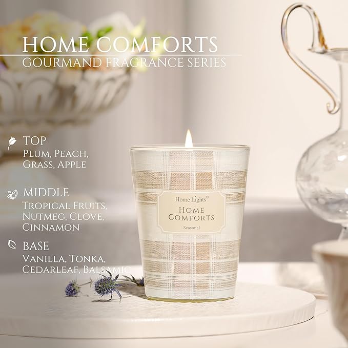 HomeLights Home Comforts Scented Candles | 6.7oz Soy Candles Rustic Modern Large Candle Jars | Ideal Candle Gifts for Events, Home Decor Stress, Relief & Relaxation - Bloomnest