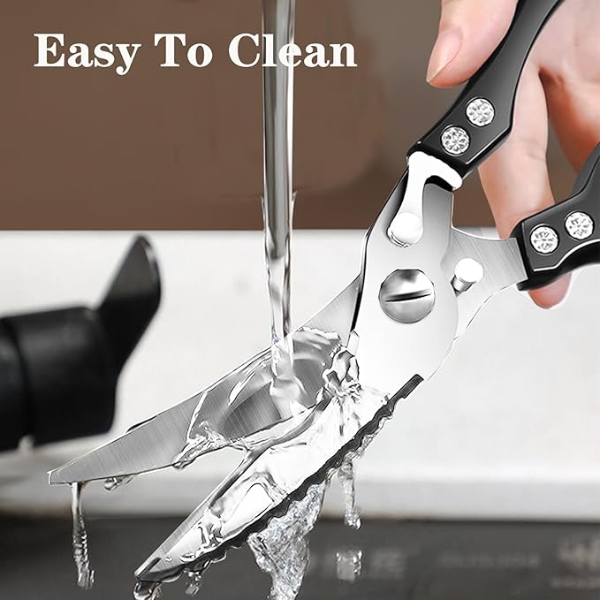 ANDONG Heavy Duty Kitchen Scissors, Professional Poultry Shears, Cooking Utensils, Black - Bloomnest