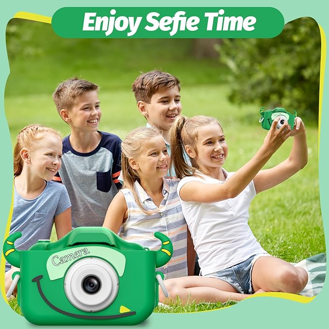 Goopow Kids Camera Toys for 3-8 Year Old Girls Boys,Children Digital Video Camcorder Camera with Cartoon Soft Cover, Best Chritmas Birthday Festival Gift for Kids - 32G SD Card Included - Bloomnest