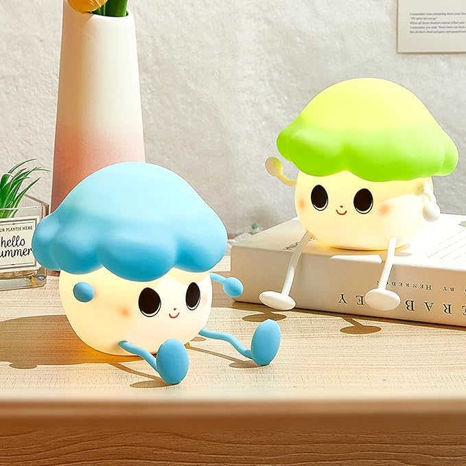 Mushroom Night Light for Kids, Cute Silicone Night Light, 7 Adjustable Color Breathing Mushroom Lamp, Rechargeable USB LED Touch Light for Children's Room Decor, Christmas Birthday Gift (Red) - Bloomnest