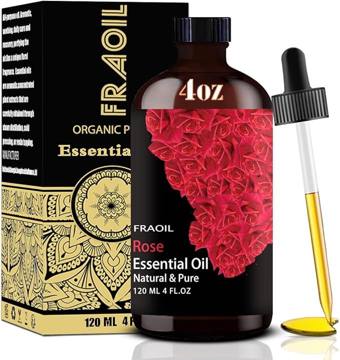 Rose Essential Oil, Rose Oil 4 Fl Oz 120ML for Diffuser Humidifier Yoga Cleaning DIY Candle Soap Making Perfume Gift for Women Essential Oils - Bloomnest