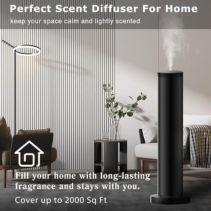 Hotel Scent Diffuser Machine -Cordless Rechargeable Diffuser for Whole House- Scent Air Machine for Home -App Bluetooth Control - Waterless Essential Oil Diffuser for Large Room, Studio Office -Black - Bloomnest