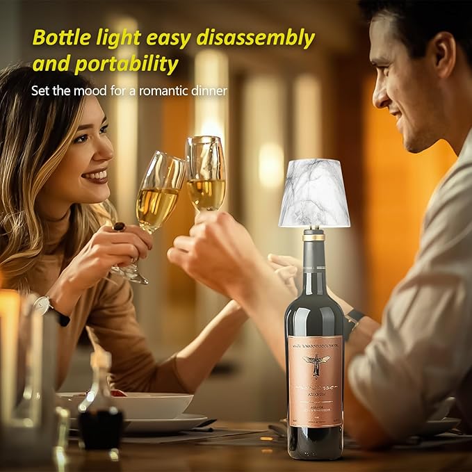 2025 New Bottle Lamp - LED Bottle Lights for Liquor & Wine Bottles, Cordless Lampshade, Whiskey Bottle Top Light, Bottle Stopper Night Light Kit, Rechargeable 3-Tone Touch-Dimmable - Bloomnest