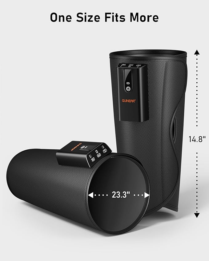 QUINEAR Rechargeable Calf Massager with Air Compression, Leg Massager for Circulation and Pain Relief, Portable Leg Massager with 6 Intensities & 3 Modes, Fast Recovery for Swelling, Relax for Gym - Bloomnest