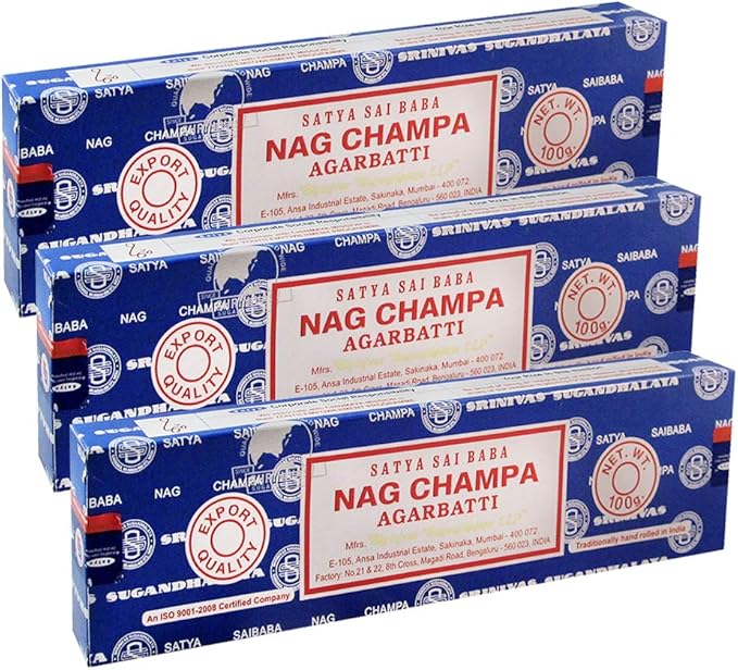 TRUMIRI Incense Stick Holder Bundle with Satya Sai Baba Nagchampa 100g Incense Sticks - Pack of 3 (Approx 300 Sticks) - Bloomnest