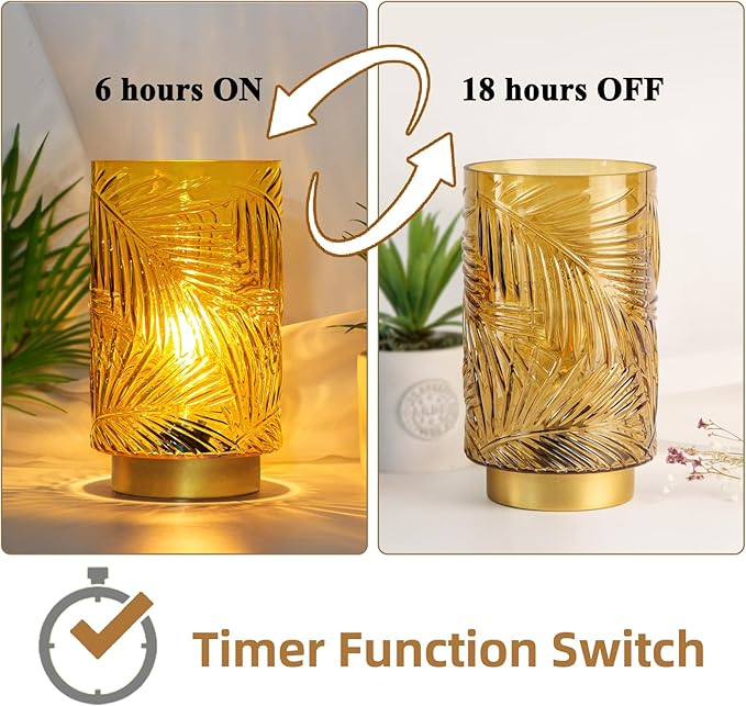 Battery Operated Table Lamp, Cordless Lamps for Home Decor, Battery Powered Nightlight with LED Bulb with Timer, Decorative Lights for Living Room Bedroom Tabletop Entryway Centerpiece Gift (L Yellow) - Bloomnest