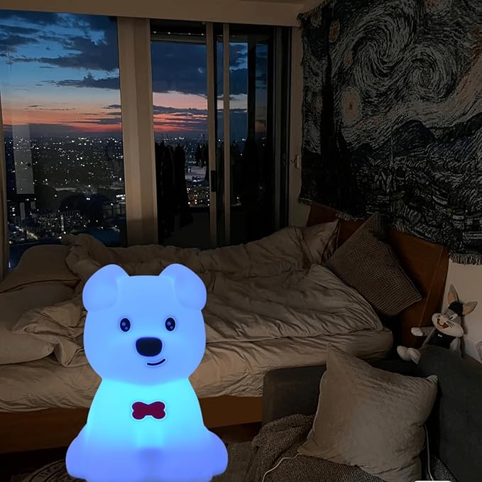 Large Size Dog Night Light for Kids, Nightlights for Children, Cute Puppy Animal Lamp 9 Colors Changing for Room Soft Light for Girls Boys Student Teen Woman Elder Holiday Gift - Large - Bloomnest