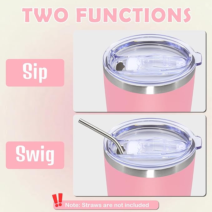 20oz Tumbler Stainless Steel Tumbler Cup with Lid Vacuum Insulated Double Wall Travel Mug, Durable Powder Coated Travel Coffee Tumbler Mug for Hot & Cold Drinks, Pink,1 Pack