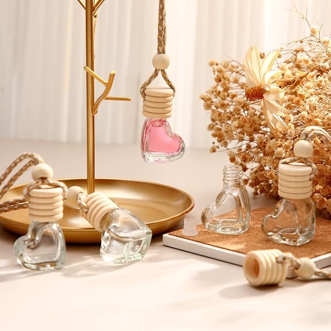 BBTO 50 Pcs Hanging Car Air Freshener Car Diffuser Bottles Empty Glass Perfume Bottle Freshener Diffuser Bottle Pendant for Essential Oil Fragrance Aromatherapy Bottles Ornament(Clear) - Bloomnest