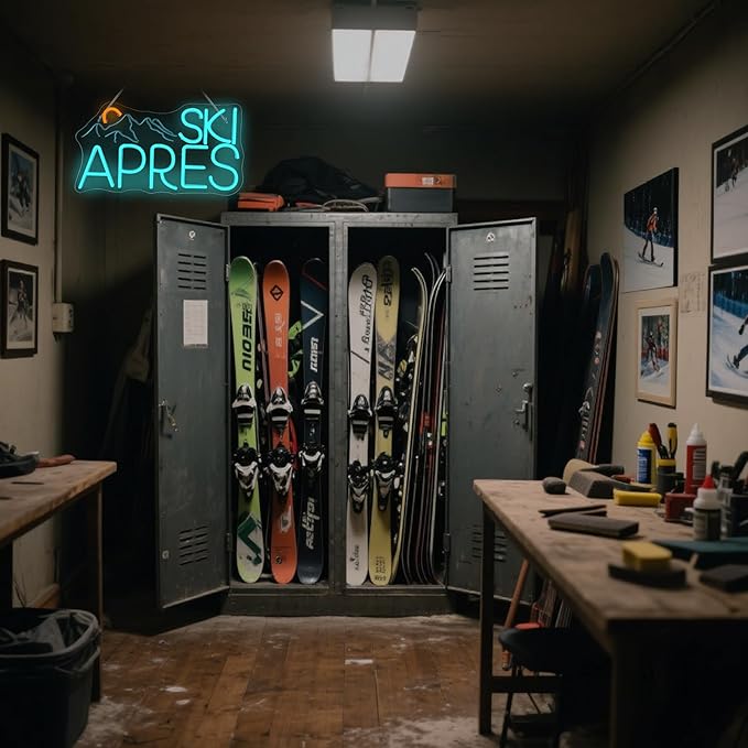 LUCUNSTAR Skiapres Neon Sign - LED Wall Decor for Ski Resorts, Après-Ski Bars & Winter Sports Enthusiasts, USB-Powered with Adjustable Brightness, Mountain-Themed Lighting - Bloomnest