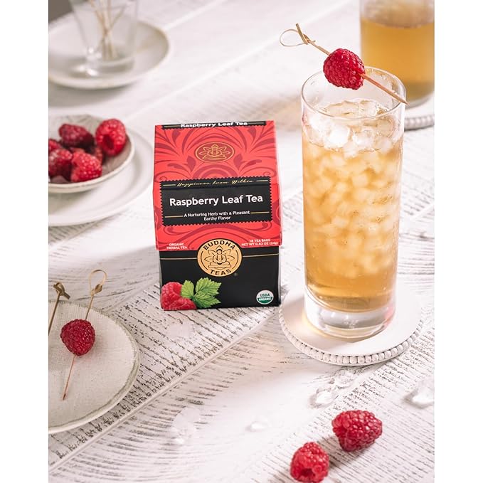 Buddha Teas - Organic Raspberry Leaf Tea - Herbal Tea - For Health & Wellbeing - With Vitamins, Antioxidants & Calcium - Clean Ingredients - Caffeine Free - OU Kosher - 18 Tea Bags (Pack of 1) - Bloomnest