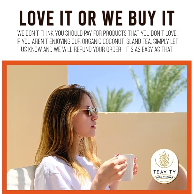 TEAVITY Organic Coconut Island Tea Pods | Recyclable Single-Serve Tea Pods Compatible with Keurig K-Cup 2.0 Brewers | Certified USDA Organic | 36 Count (Pack of 1) - Bloomnest