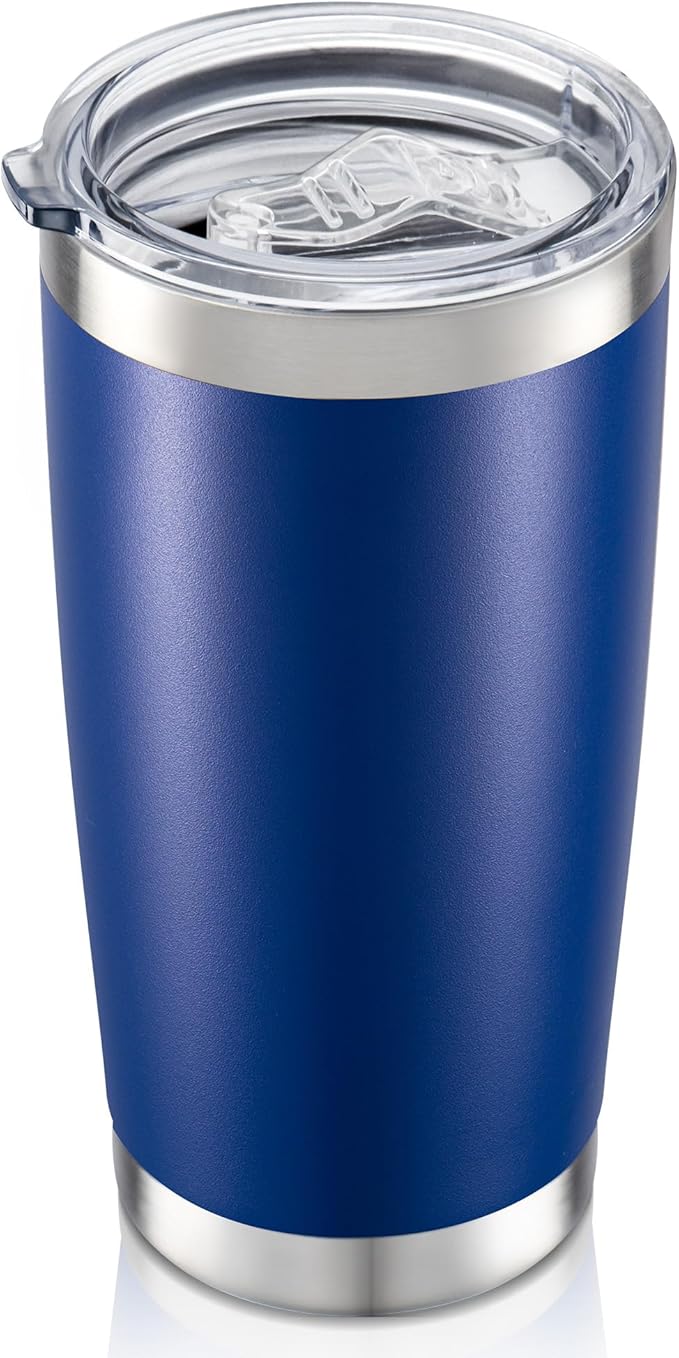 20 oz Tumbler with Lid Stainless Steel Insulated Tumblers Double Wall Vacuum Coffee Mug Powder Coated Tumbler Cups for Cold and Hot Drinks, Blue, 1 pack