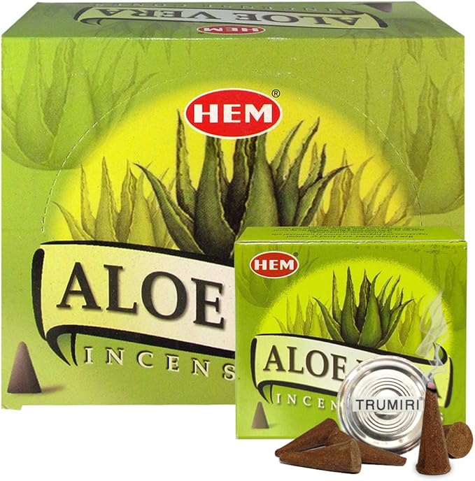 Aloe Vera Incense Cones and Cone Incense Burner Bundle Insence Insense Hem Incense TRUMIRI