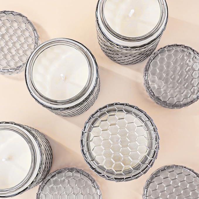 6 Pack Scented Candles for Home, Aromatherapy Gift Set for Women, Natural Soy Wax Jar, 33 oz 240 Hour Long Lasting, Birthday and Valentine's Day Gift, Flax Gray - Bloomnest