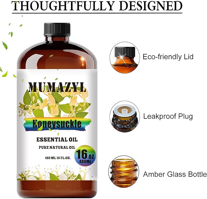 Honeysuckle Essential Oil, Honeysuckle Oil 16 Fl Oz 480ML for Diffuser Humidifier Yoga Cleaning DIY Candle Soap Making Essential Oils - Bloomnest