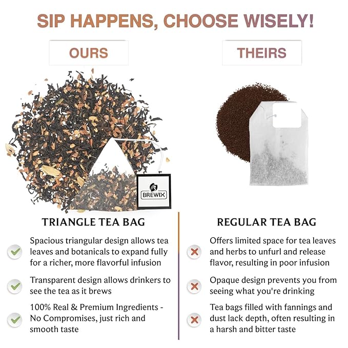 BREWIX, Pumpkin Spice Black Tea Bags (25 Pyramid Bags) | Cozy Fall Blend with Cinnamon, Ginger, Nutmeg & Clove | Caffeinated, Warm & Aromatic | Perfect for Autumn & Halloween - Bloomnest