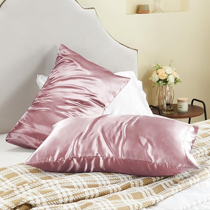 BEDELITE Satin Pillowcase for Hair and Skin, Super Soft and Cooling Similar to Silk Pillow Cases 2 Pack with Envelope Closure, Gift for Women Men(20"x36" King Size, Nostalgia) - Bloomnest