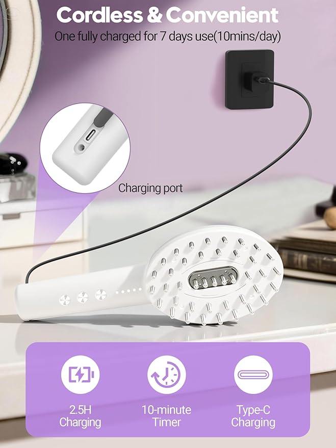 3-in-1 Electric Scalp Massager Brush, Vibrating Scalp Massager Comb with Hair Oil Applicator for Scalp/Face/Body Relaxation, Portable Massager Tool for Home & Travel, Gift for Men & Women(White) ABVOT