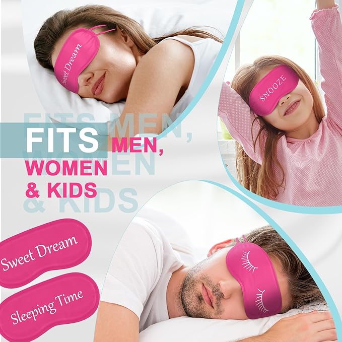 Eurzom 20 Pieces Funny Eye Sleeping Mask Bulk with Adjustable Strap Blackout Eye Sleep Mask for Night Blindfold Cover for Women Men(Rose Red) - Bloomnest