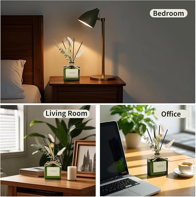 Reed Diffuser, 6.09 oz Jasmine Lily Scent Diffuser with Sticks & Dried Flowers, 120 Days Long Lasting reed diffusers for home, Elegant fragrance for Bathroom Bedroom Office Decor, Air fresh - Bloomnest