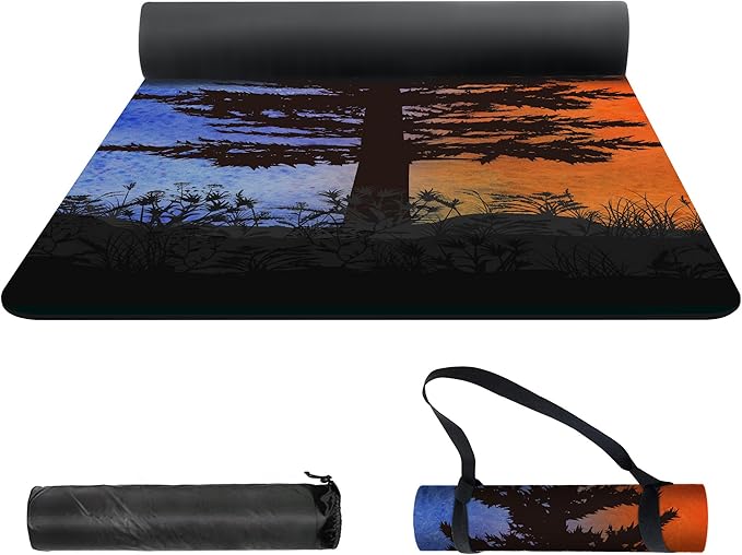 nuveti Yoga Mat Print Extra Thick TPE Non Slip Fitness Exercise Mat with Carrying Bag,72"x24" Extra Thick 6MM Exercise & Workout Mat for Yoga, Pilates Fitness and Floor Exercises - Bloomnest