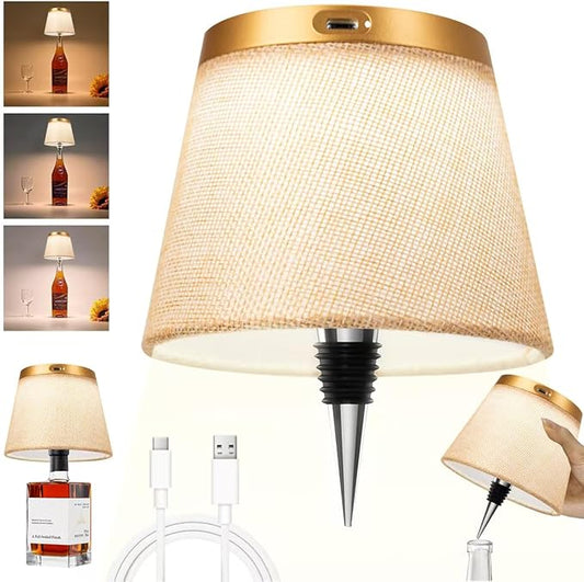 2025 New Bottle Lamp - LED Bottle Lights for Liquor & Wine Bottles, Cordless Lampshade, Whiskey Bottle Top Light, Bottle Stopper Night Light Kit, Rechargeable 3-Tone Touch-Dimmable - Bloomnest