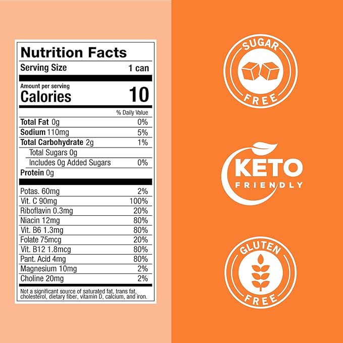 ZOA Zero Sugar Energy Drinks, Wild Orange - Sugar Free with Electrolytes, Healthy Vitamin C, Amino Acids, Essential B-Vitamins, and Caffeine from Green Tea - 12 Fl Oz (12-Pack) - Bloomnest