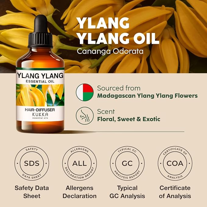 KUKKA Ylang-Ylang Essential Oils - 4 Fl Oz - for Hair, Skin, Diffuser, Aromatherapy & DIY Soap Making Scent - Bloomnest