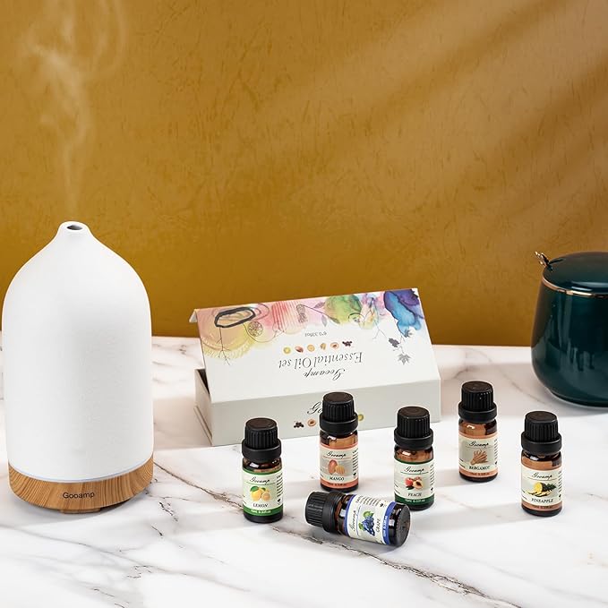 Essential Oils Set-Top 6 Organic Blends for Diffusers, Candle Making, Aromatherapy, Humidifiers, Gifts - Grape,Lemon,Mango,Bergamot,Plneapple,Peach(6X10ML) - Bloomnest